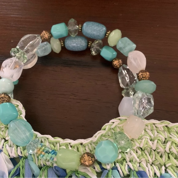 Capelli Straworld Inc. Straw Sheer Ribbon Bead Handle Tote Bag - Picture 2 of 5